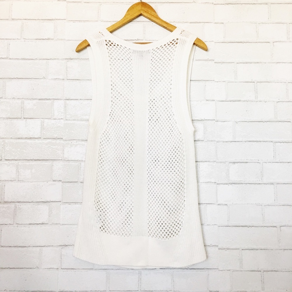 Banana Republic Preppy White Cotton Beach Mesh Knit Sleeveless Top Tunic - Picture 5 of 6
